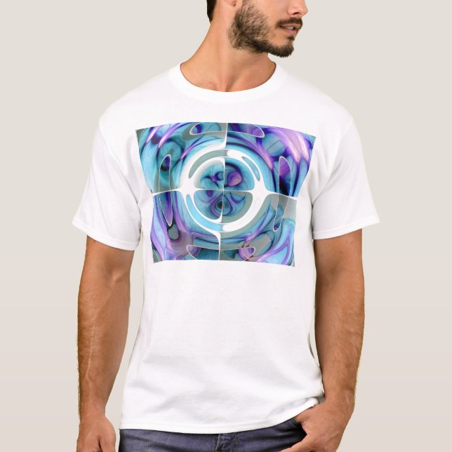 Turkos och abstrakt Collage för lilor Tee Shirt (Framsida)