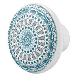 Turkos och Beige Dekorativ Mandala Mönster Knopp