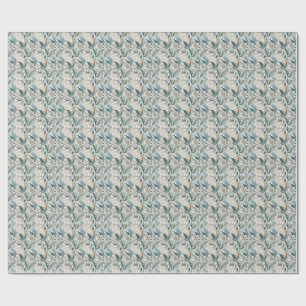 Turkos och beige minimalt blad botaniskt blommönst presentpapper