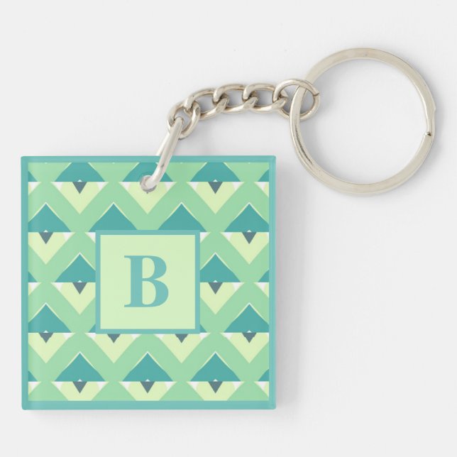 Turkos och blå geometrisk mönster monogram (Baksidan)