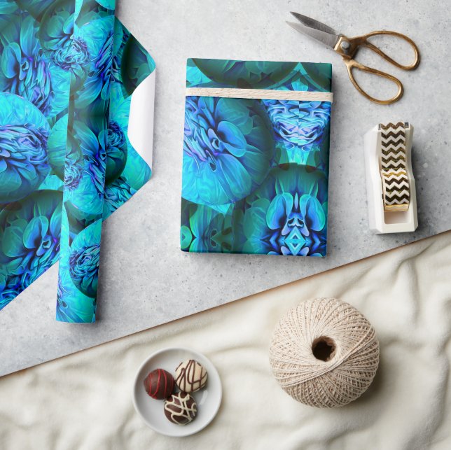 Turkos och blå sfärer i 3D-optik Presentpapper (Hantverk)