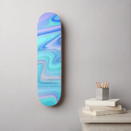 Turkos och blåa flödande ränder skateboard