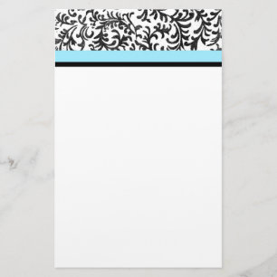 Turkos- och Black-Blommönster Brevpapper
