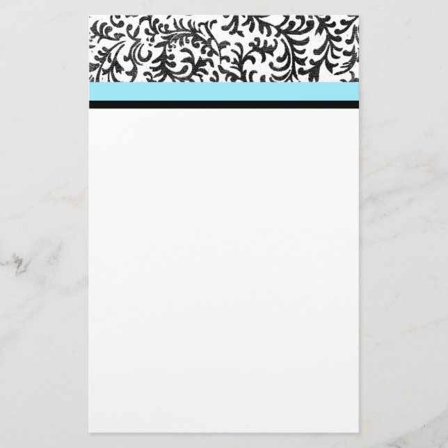 Turkos- och Black-Blommönster Brevpapper (Framsida)