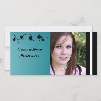 Turkos- och Black Personlig Senior Photo Card