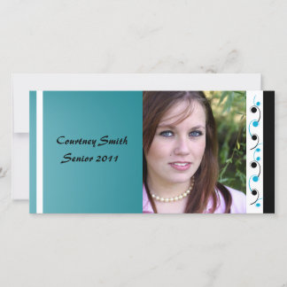 Turkos- och Black Personlig Senior Photo Card
