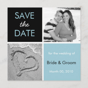 Turkos och Black Save Date Photo Cards Spara Datumet