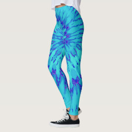 Turkos och Blue med Magenta Spiral Tie Dye Leggings
