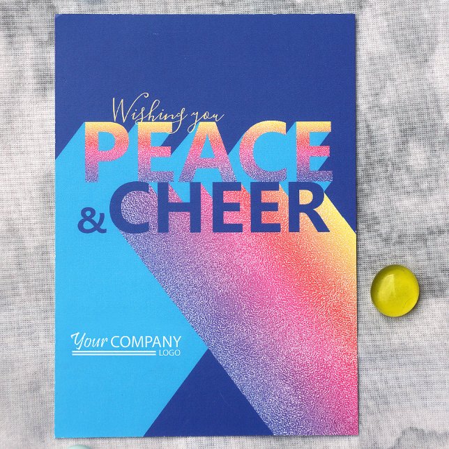 Turkos- och Blue Typography-Helgdag Inbjudningar (Modern Pink, Yellow, Blue, Turquoise Colorful Company Holiday Christmas Cards, Business Logo)