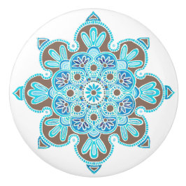 Turkos och brunmedallion Ceramic Knob Knopp