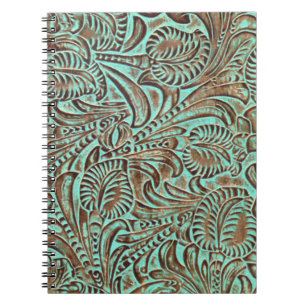 Turkos och Chocolate Toolate Western Print Anteckningsbok