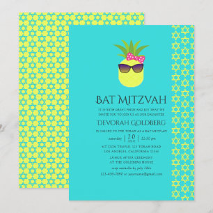 Turkos och citron Tropisk sommar Bat Mitzvah Inbjudningar