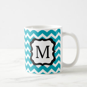 Turkos- och för kaffe för svartsparreMonogram mu Kaffemugg