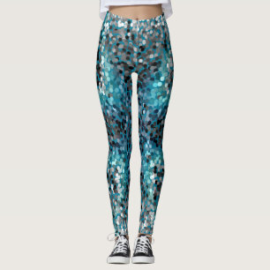 Turkos och grå fjäll leggings