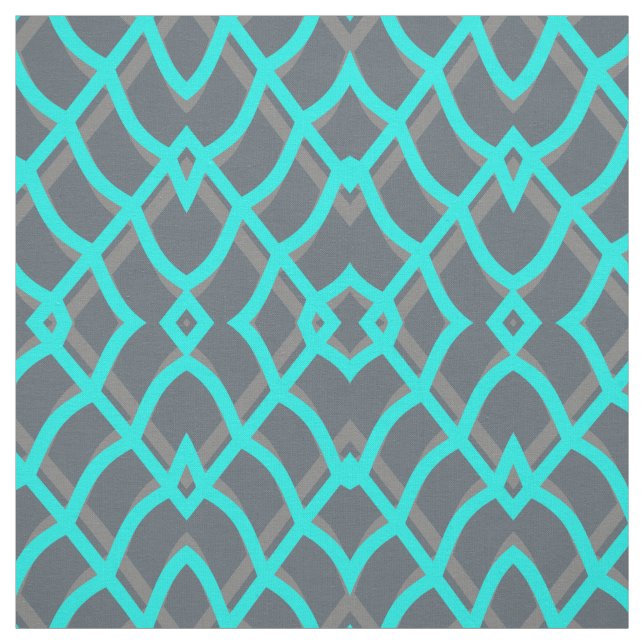 Turkos och Grått Geometric Tyg (Provkarta)