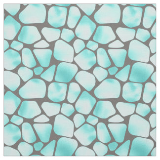 Turkos och Grått Giraffe Print Tyg