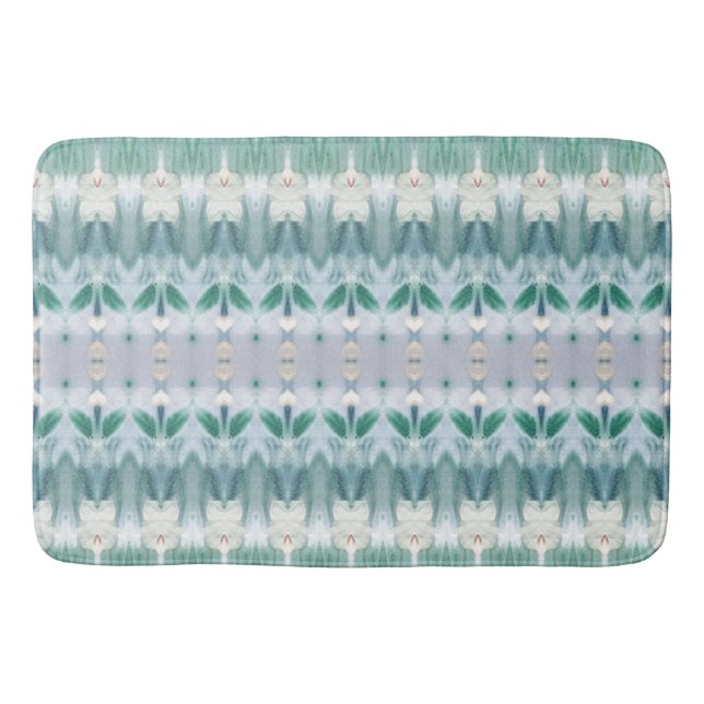 Turkos och Grått Patterned Designer Badrumsmatta (Framsidan)
