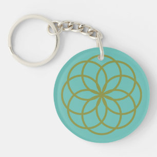 Turkos och grön blomdesign akryl