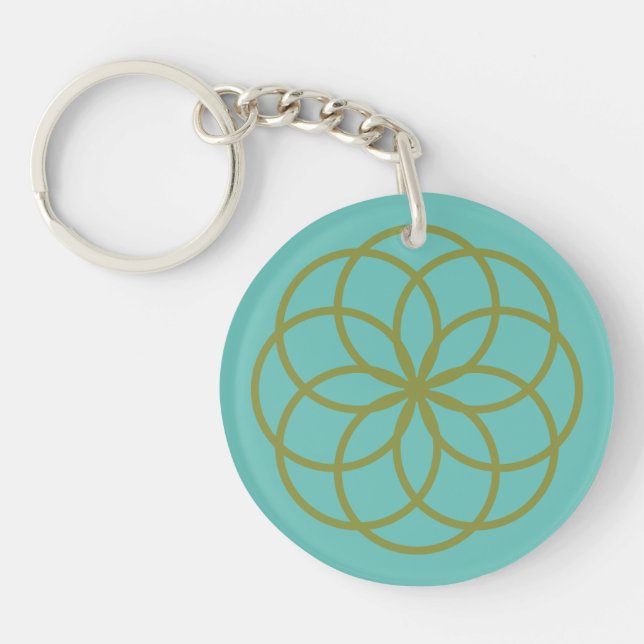 Turkos och grön blomdesign akryl (Framsidan)
