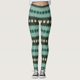 Turkos och grön geometrisk mandalamönster leggings