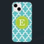 Turkos och Grönt Modern marockanskt monogram<br><div class="desc">Chic Girly Preppy Modern Moroccan Quatrefoliil Lattice Design med Anpassningsbar Personlig Monogram Namn eller Initial</div>