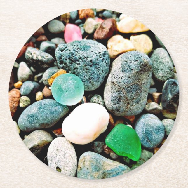 Turkos och Grönt Seaglass Pulp Board Underlägg (Framsidan)