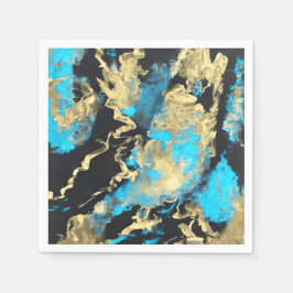 Turkos och Guld Abstrakt Art Pappersservett