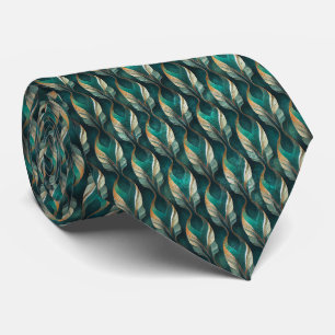 Turkos och guld Art Deco geometrisk mönsterdesign Slips