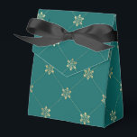 Turkos och guld blommig gittermönster presentaskar<br><div class="desc">Vintage presentlåda med inslag av turkos och guld.</div>