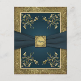Turkos och guld Blommig RSVP-kort OSA Kort