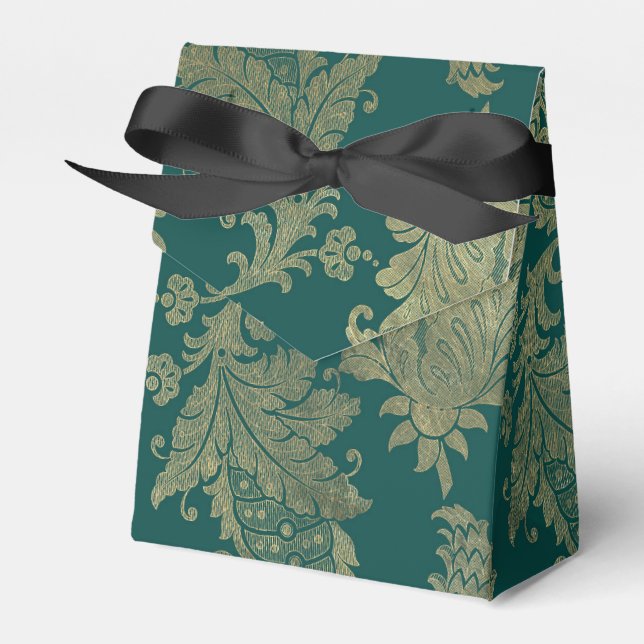 Turkos och guld Damask Presentaskar (Framsidan Sidan)