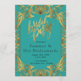 Turkos och Guld Flourish Möhippa Inbjudningar