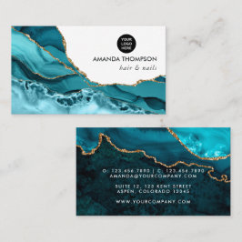 Turkos och Guld Geode Agate Stone Visitkort