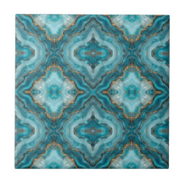 Turkos och Guld Glitter Agate Kakelplatta