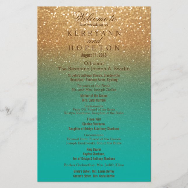 Turkos och Guld Glitter - Program (Framsida)