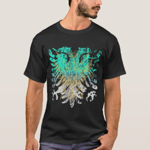 Turkos och Guld Griffin på svart T Shirt
