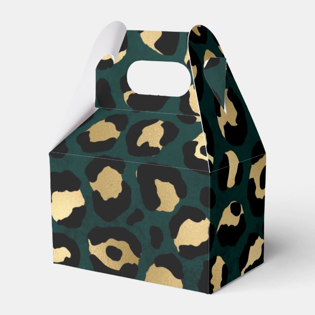 Turkos och guld Leopard Serie Design 1  Presentaskar (Framsidan Sidan)