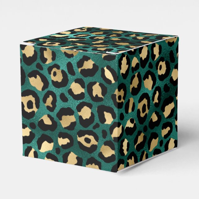 Turkos och Guld Leopard Serie Design 3 Presentaskar (Framsidan Sidan)