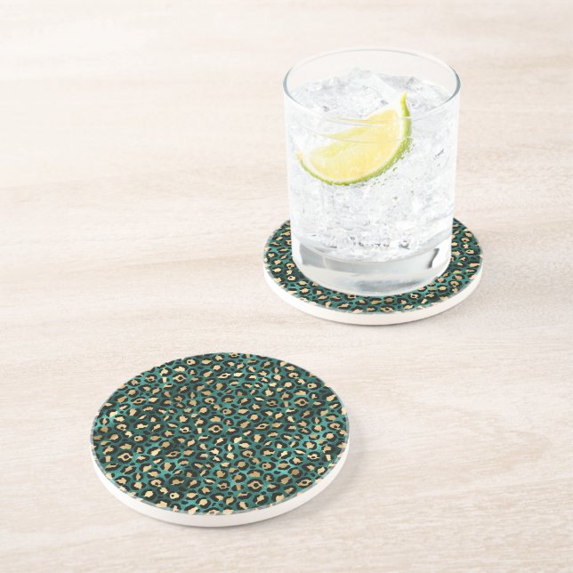 Turkos och Guld Leopardy Design Serie Underlägg (Sidan)