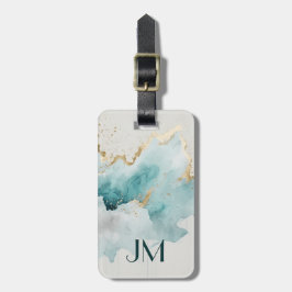 Turkos och guld marble bagagebricka