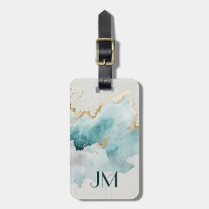Turkos och guld marble bagagebricka