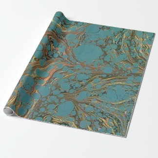 Turkos och guld, Marbled. Presentpapper