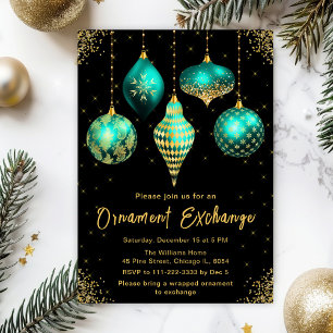 Turkos och Guld Ornament Utbytesfest Inbjudningar