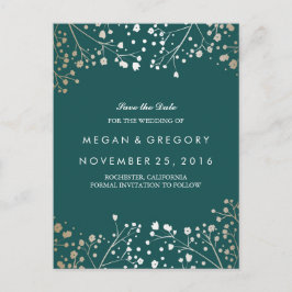 Turkos och guld Spara datum Meddelande Vykort