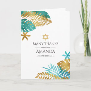 Turkos och guld Tropisk Bat Mitzvah Tack Kort