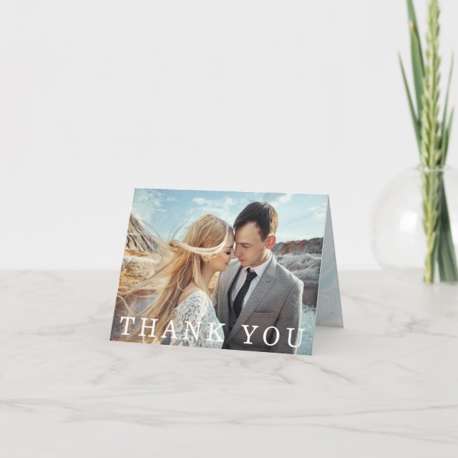 Turkos och guldmarmor Geode Bröllop Tack Kort (Framsida)