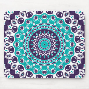 Turkos och indigo mandala-design musmatta