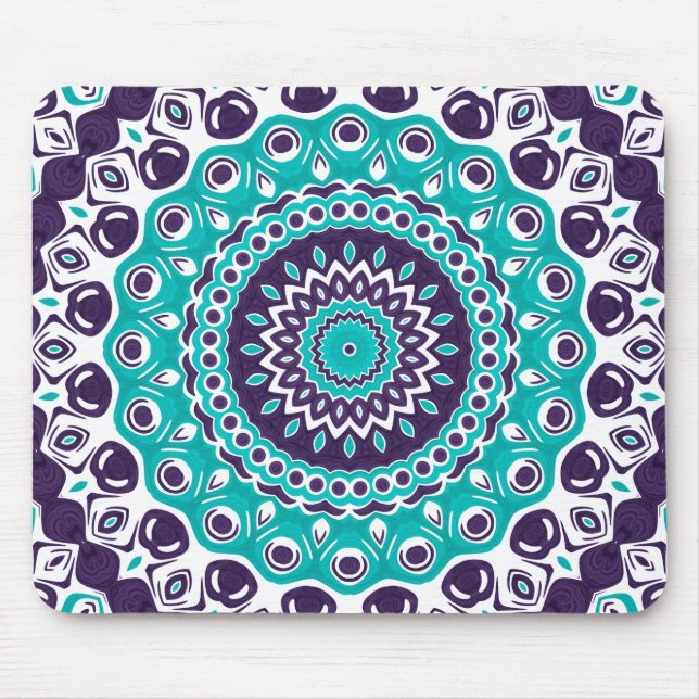 Turkos och indigo mandala-design musmatta (Framsidan)