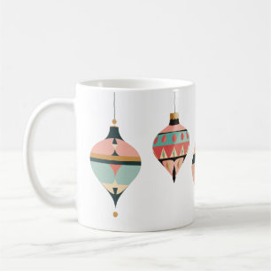 Turkos och koral Retro Ornaments-sekel Kaffemugg