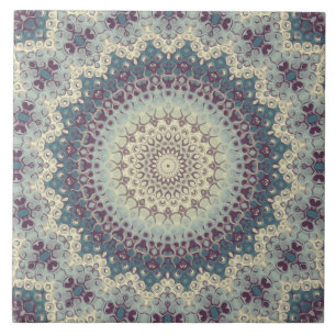 Turkos och krämfärgad mandala-mönsterdesign kakelplatta